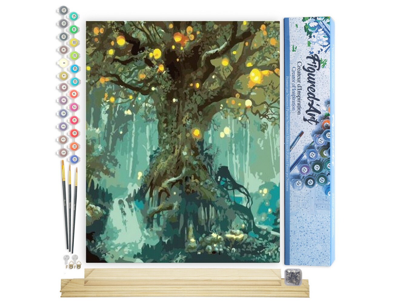 Figured&#x27;Art Paint by Numbers Kit for Adults Fairy tree 16&#x22;x20&#x22; - Craft Art Painting Rolled Canvas with DIY wooden frame