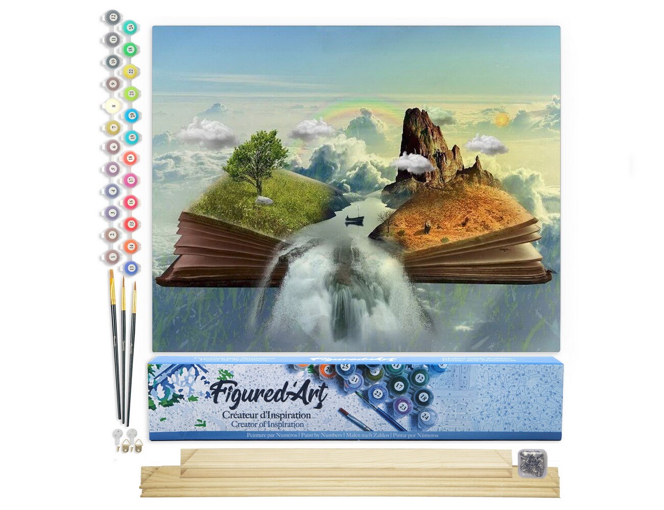 Figured&#x27;Art Paint by Numbers Kit for Adults Landscape book 16&#x22;x20&#x22; - Craft Art Painting Rolled Canvas with DIY wooden frame