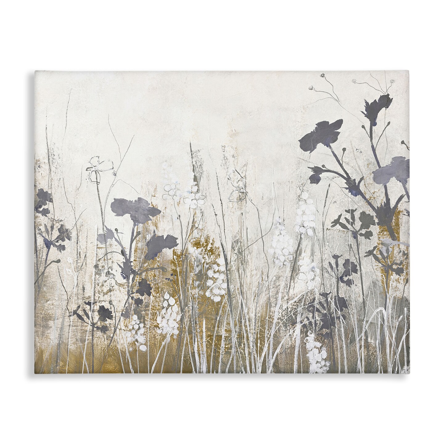 Stupell Industries Grey Flower Silhouettes Canvas Wall Art Design by Design Fabrikken