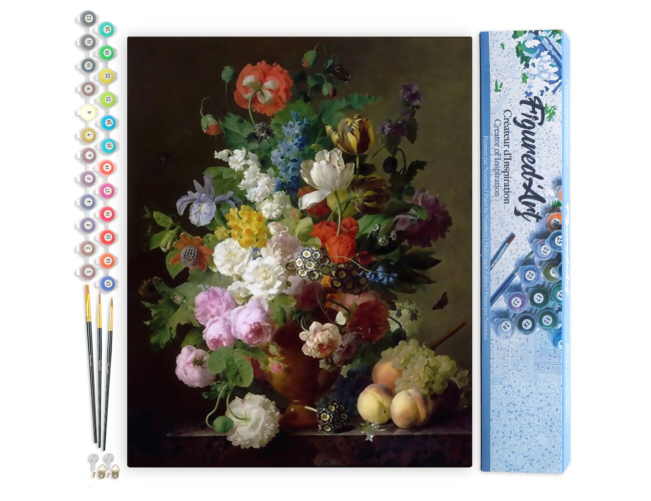 Figured&#x27;Art Paint by Numbers Kit for Adults Jan Frans van Dael - Vase of Flowers 16&#x22;x20&#x22; - Craft Art Painting DIY Kit Rolled Canvas without frame