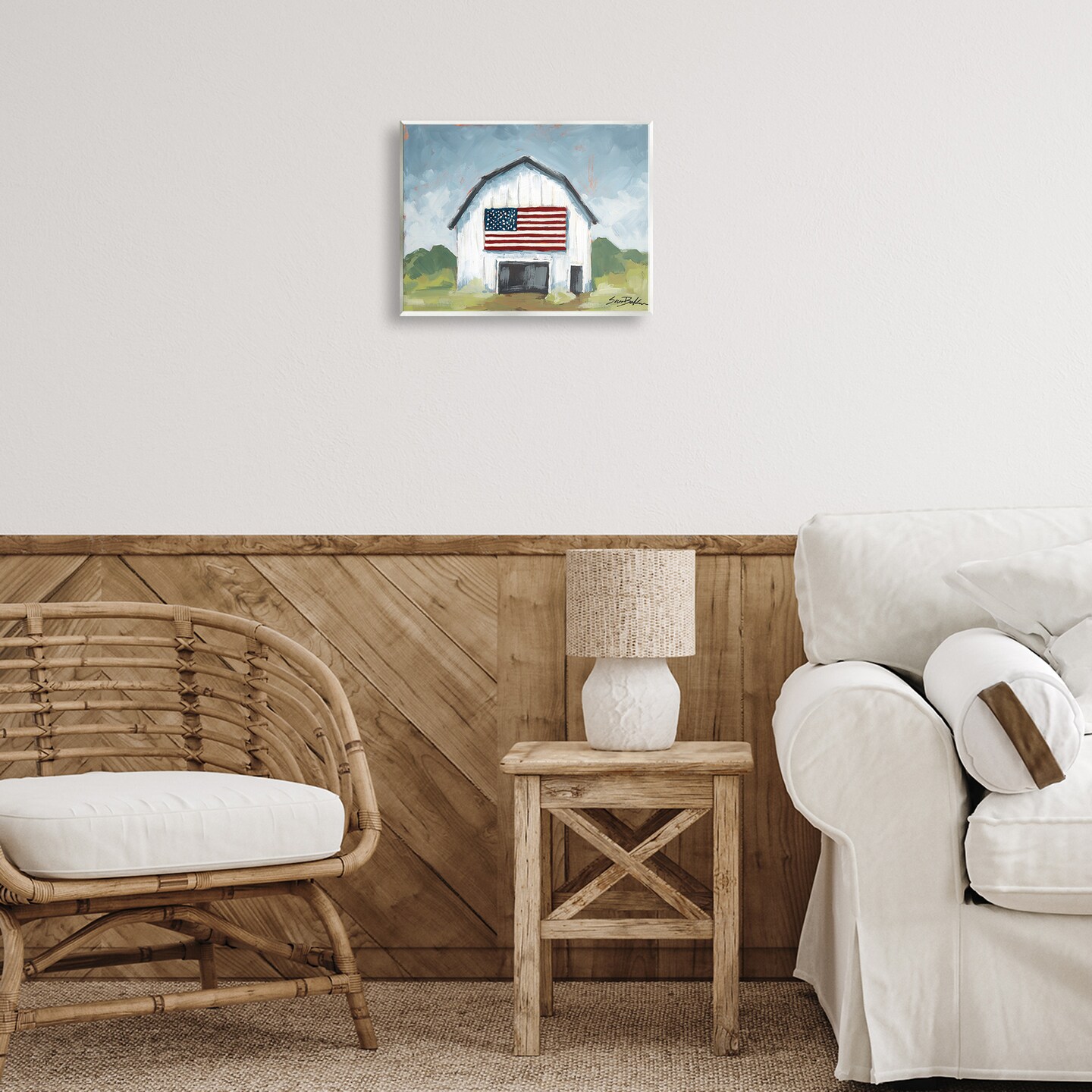 Stupell Industries Patriotic Country Barn Wall Plaque Art Design by Sara Baker