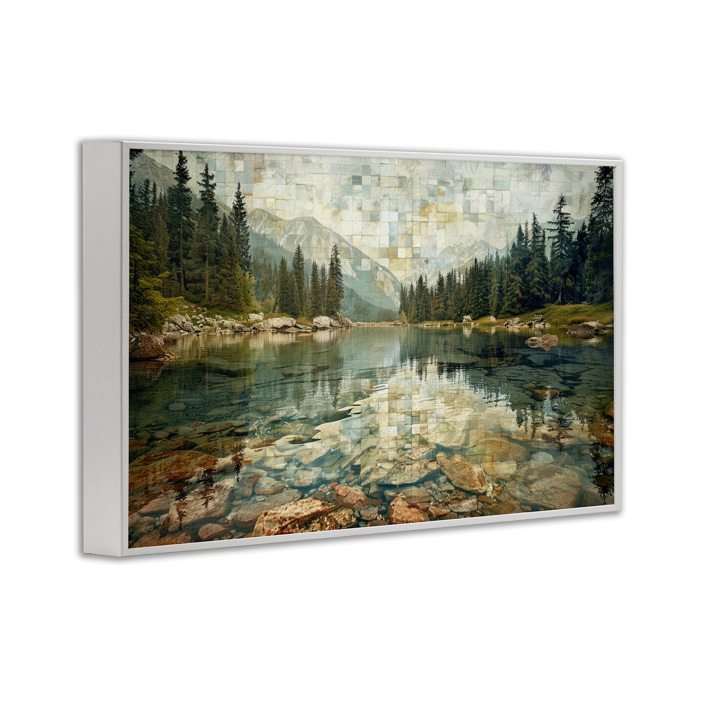 Stupell Industries Tiled Mountain Landscape Framed Giclee Wall Art Design by LSR Design Studio