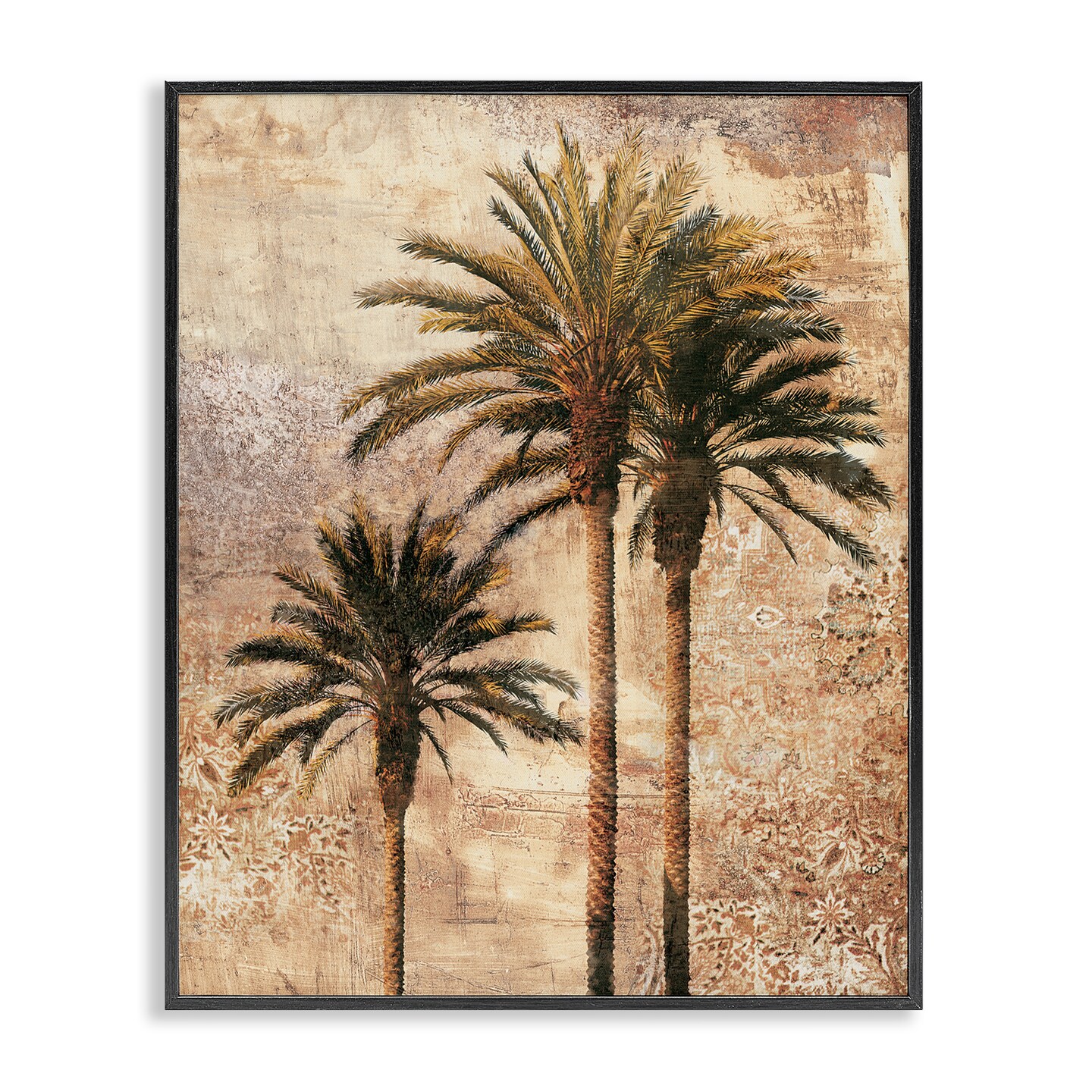 Stupell Industries Rustic Vintage Palms Framed Giclee Wall Art Design by Elizabeth Wright