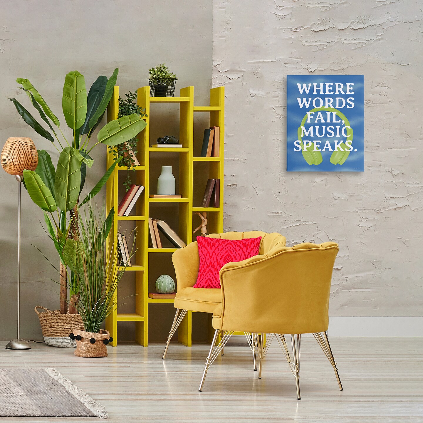 Stupell Industries Words Fail Music Speaks Canvas Wall Art Design by Seven Trees Design