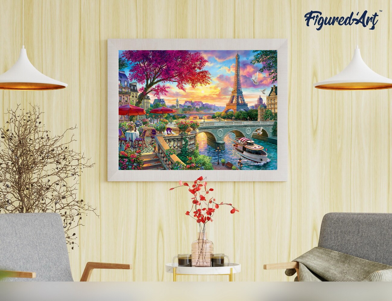 Figured&#x27;Art Paint by Numbers Kit for Adults Dinner By The Seine 16&#x22;x20&#x22; - Craft Art Painting DIY Kit Rolled Canvas without frame