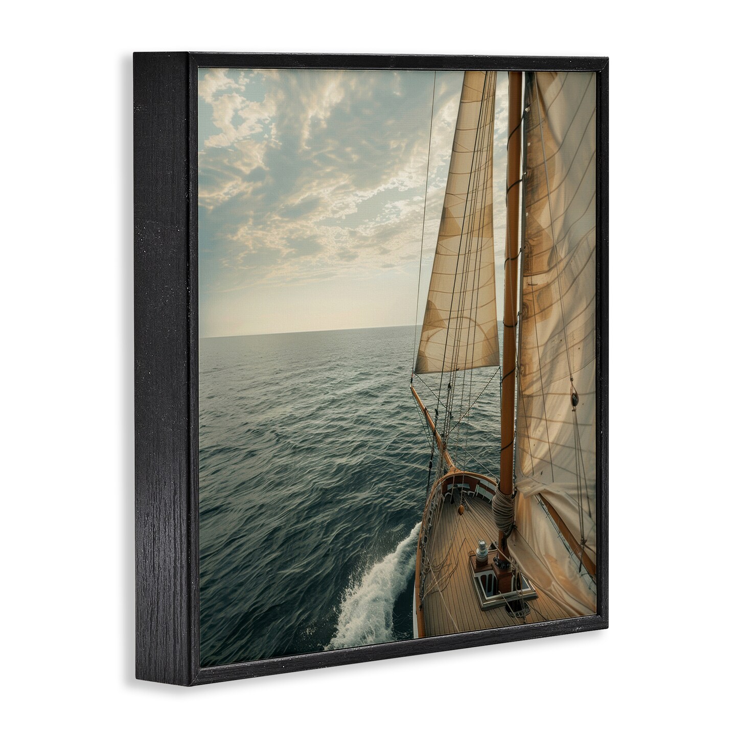 Stupell Industries Open Sails on Sea Framed Giclee Wall Art Design by LSR Design Studio
