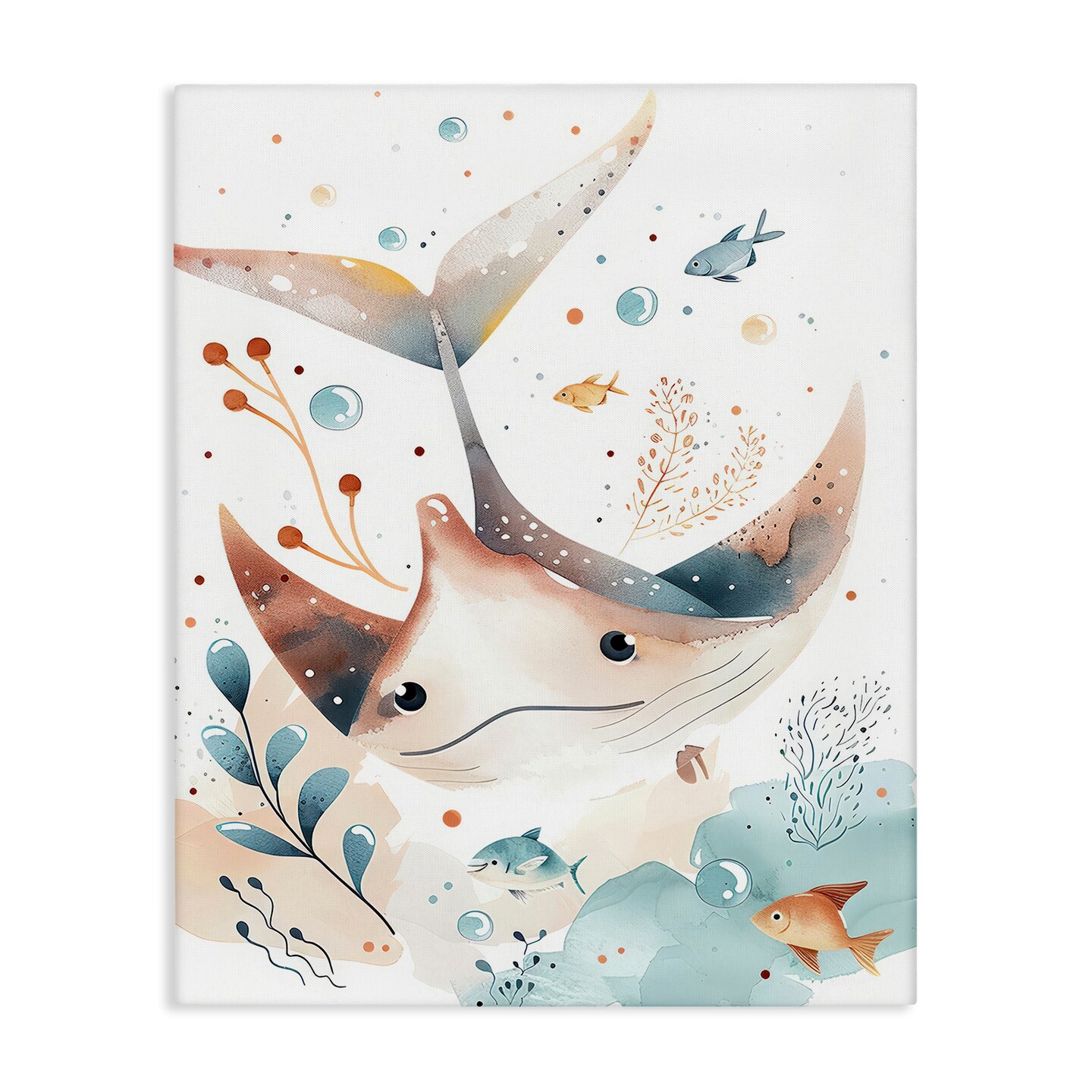 Stupell Industries Smiling Manta Ray Canvas Wall Art Design by Franklyn Gregory