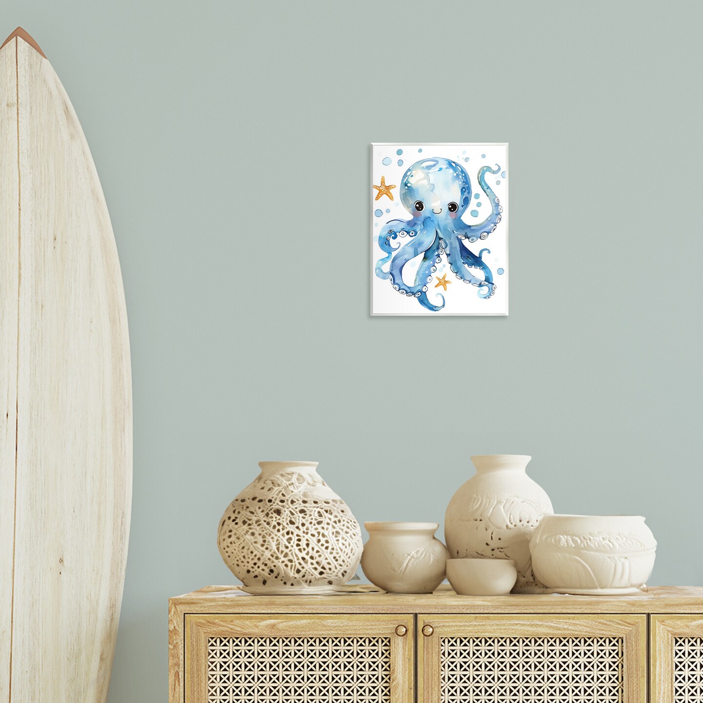 Stupell Industries Happy Smile Octopus Wall Plaque Art Design by Franklyn Gregory