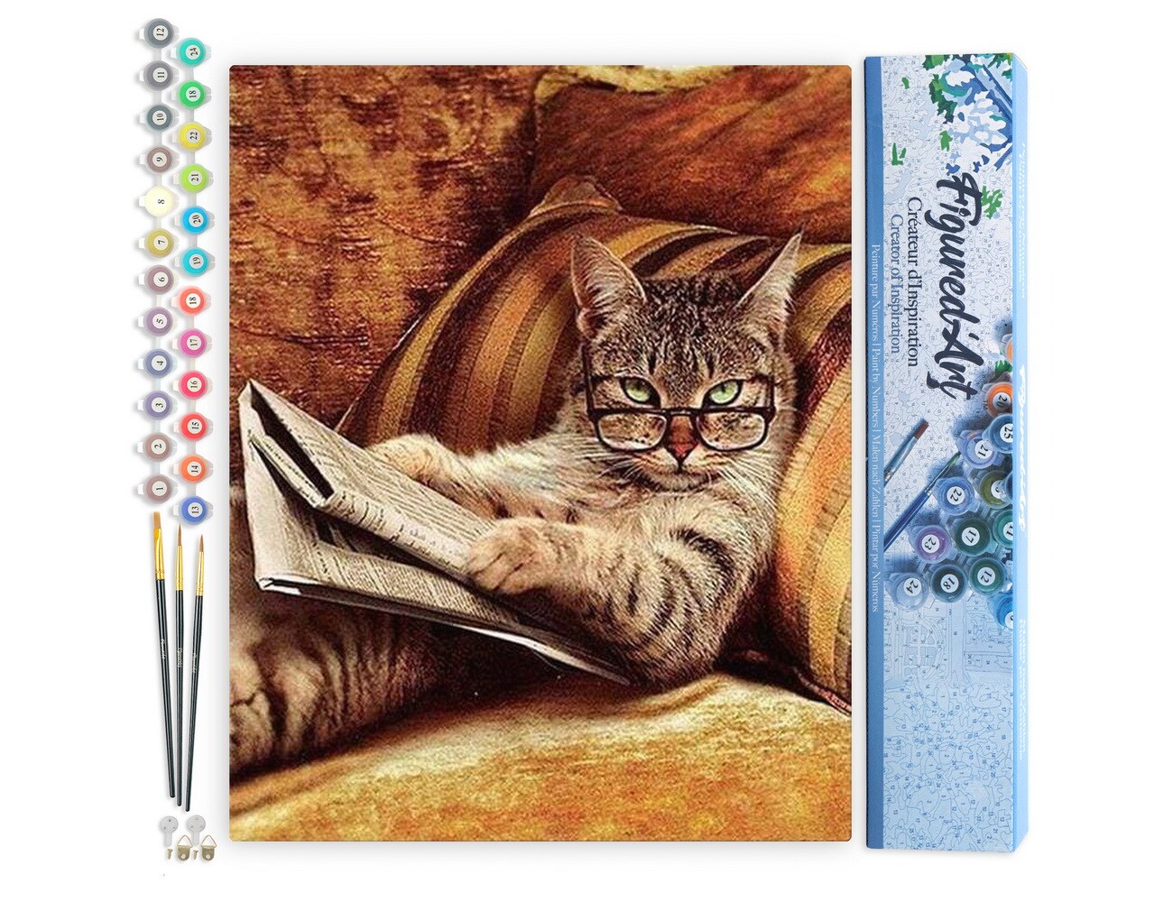 Figured'Art Paint by Numbers for Adults Don't mess with This Cat 16"x20" - Craft Art Painting DIY Kit Rolled Canvas without frame