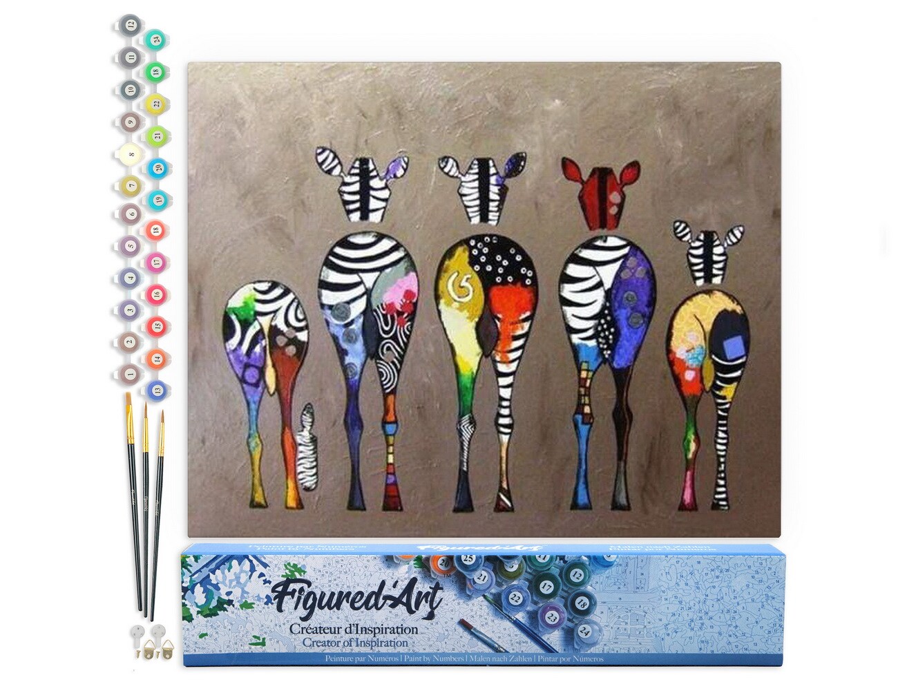 Figured&#x27;Art Paint by Numbers for Adults Zebras Back 16&#x22;x20&#x22; - Craft Art Painting DIY Kit Rolled Canvas without frame