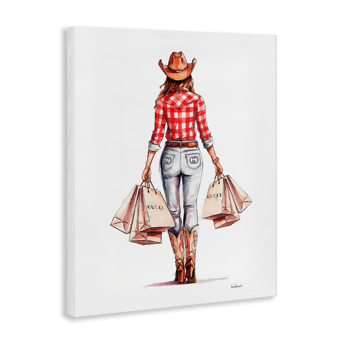Stupell Industries Country Cowgirl Shopping Canvas Wall Art Design by Amanda Greenwood
