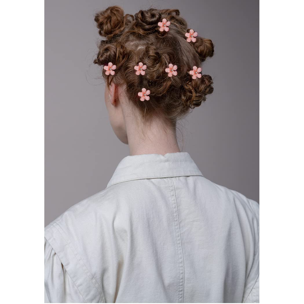 12Pcs Pink Hair Clip Small Claw Clips for Women Mini Flower Girl