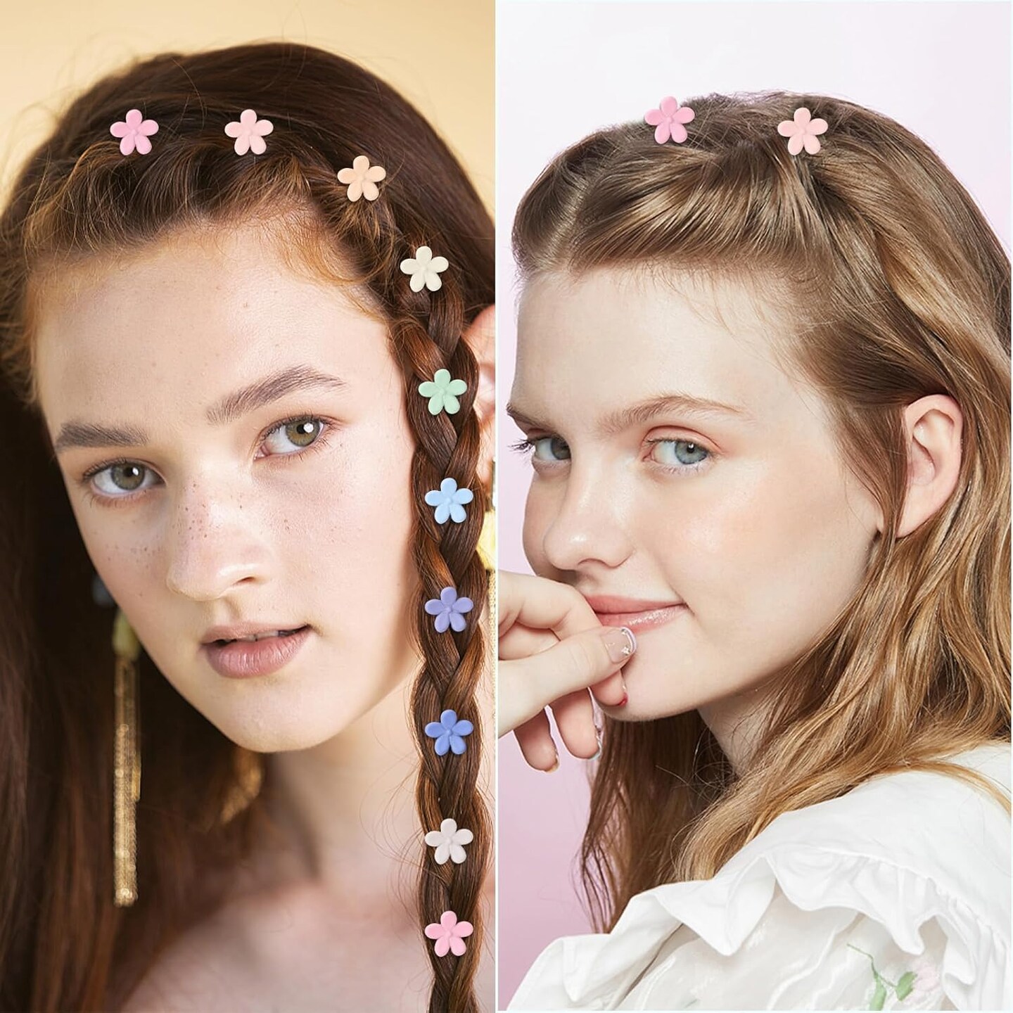 100 Pcs Mini Flower Hair Clips for Girls & Women - 0.5" Small Flower Claw Clips for Fine & Thick Hair, Colorful Tiny Floral Hair Pins with Storage Box, Cute Y2K Hair Accessories for Kids & Toddlers