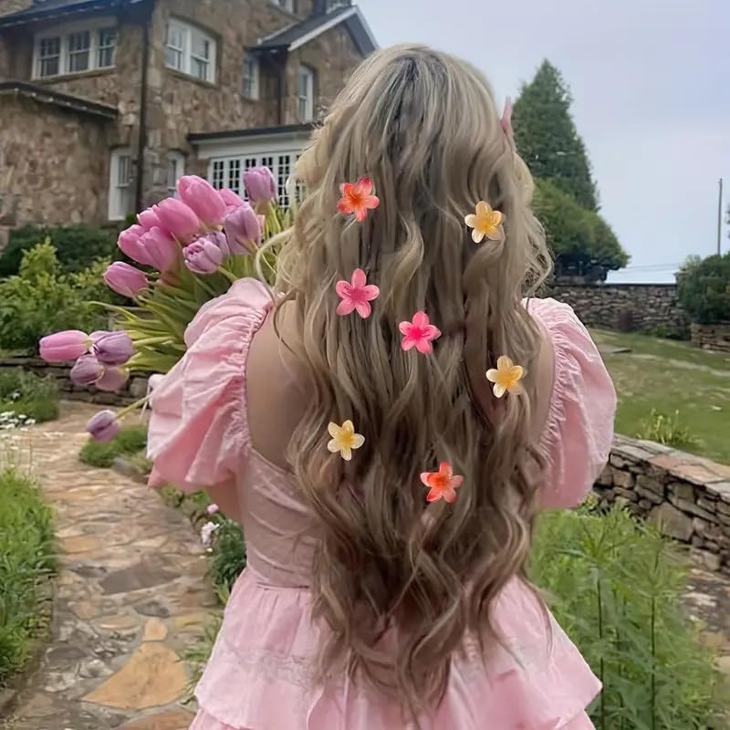 Small Flower Hair Claw Clips, 6PCS 1.57-Inch Cute Mini Claw Clips