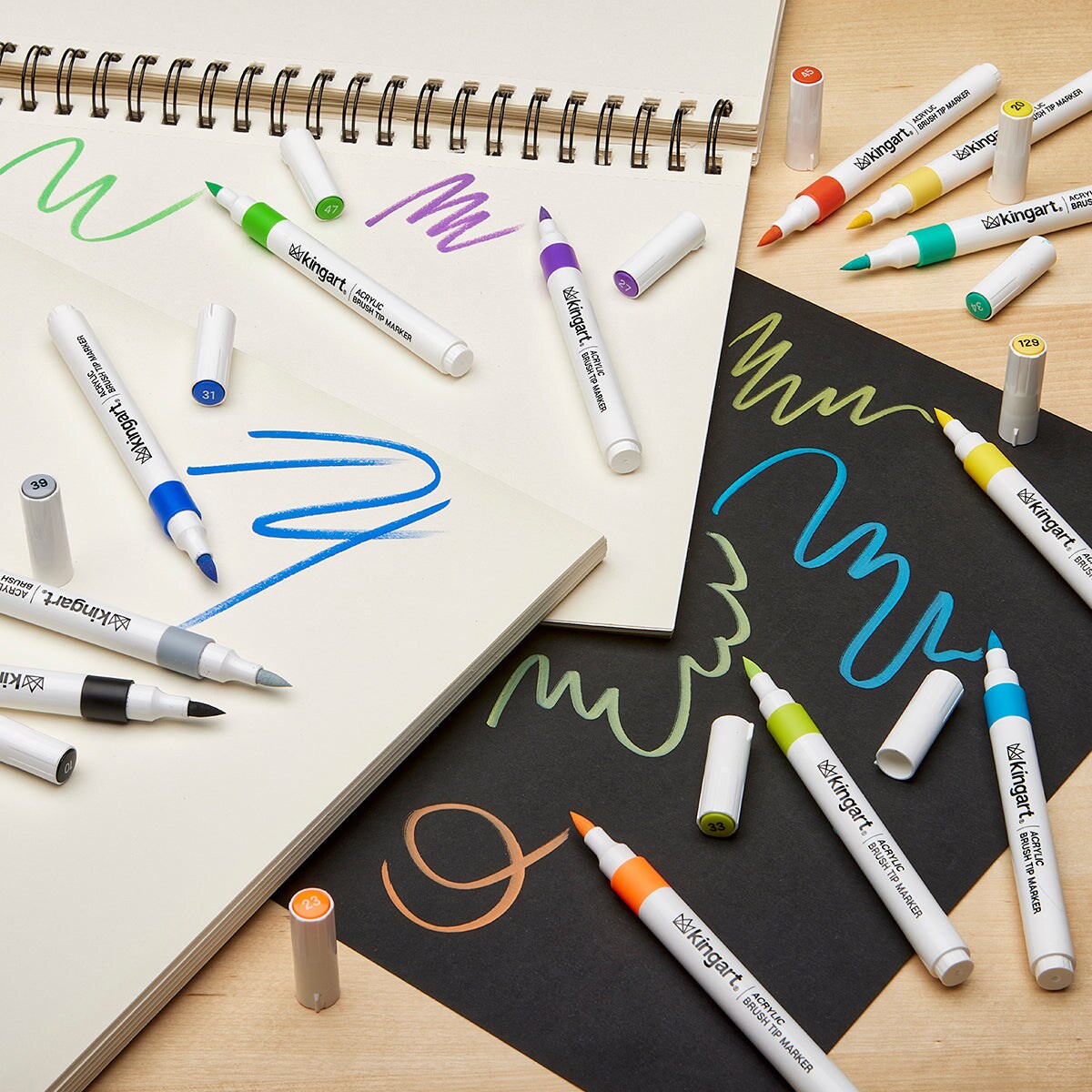 KINGART&#xAE; Acrylic Brush Tip Markers, 24 Colors