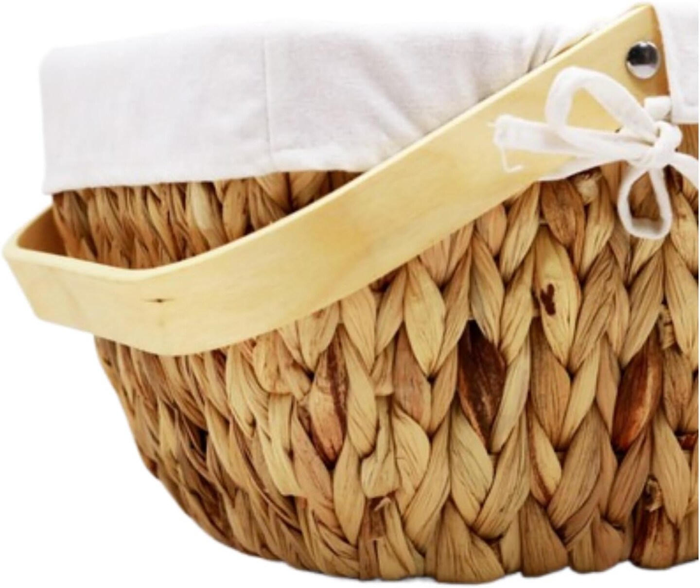 Basket with Handle-Wicker Picnic Basket,Natural Hand-Woven Basket with Lining Removable and Washable,Suitable