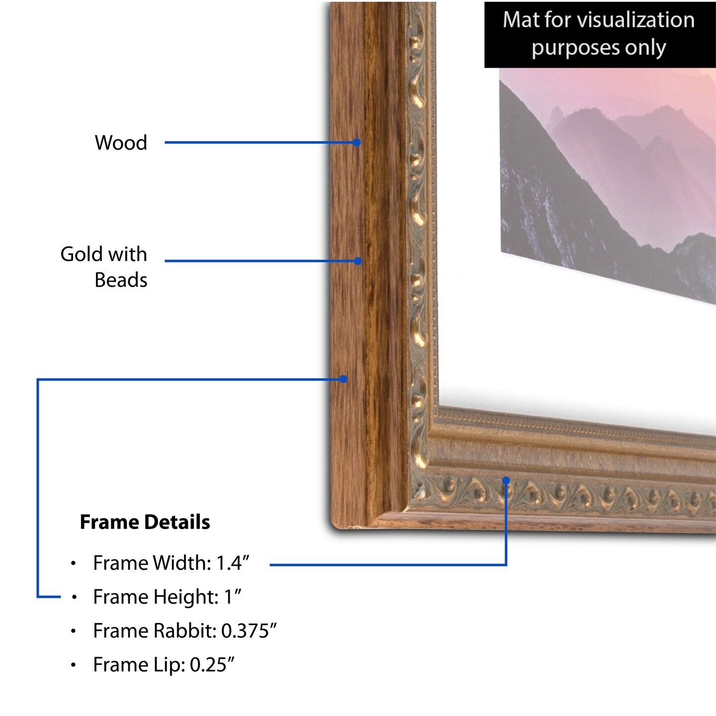 ArtToFrames 20x20 Inch Picture Frame, This 1.25 Inch Custom Wood Poster Frame is Available in Multiple Colors, Great for Your Art or Photos - Comes with Economy Acrylic and Corrugated Backing (A40OS)