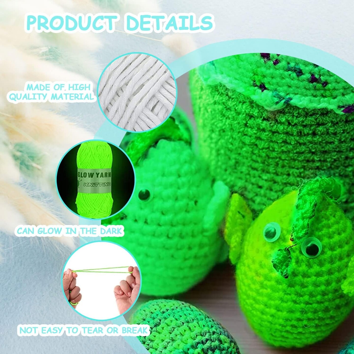 5 Pcs Glow in The Dark Yarn