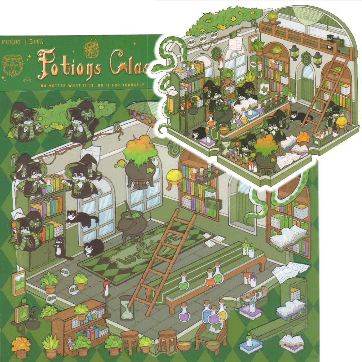 Magic School Isometric Stickers, Potion Class Sticker Scene, Adorabilities