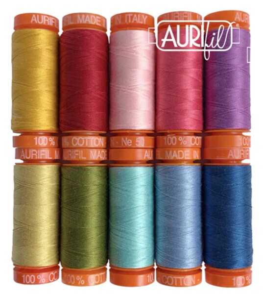 Aurifil The Perfect Little Box of Colors Thread Set by Pat Sloan | (10 50wt Cotton Small Spools.)