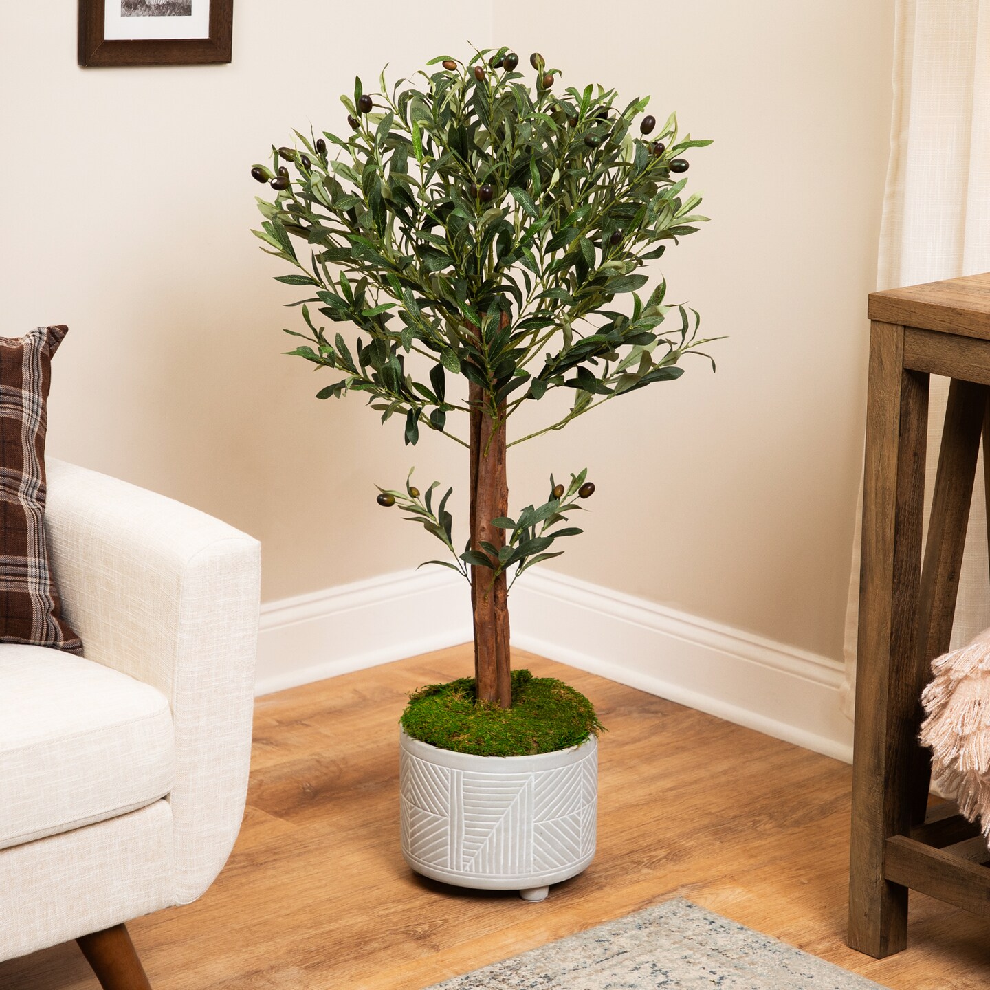 Northlight Artificial Olive Tree with Foliage In a Black Pot - 40"
