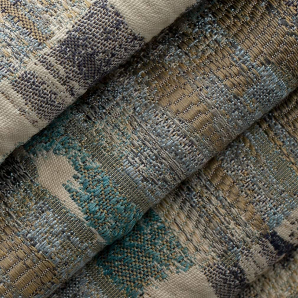 Aqua Blue Green Abstract Small Scale Woven Pattern Upholstery Fabric by The Yard - SKU: Raven Gulf
