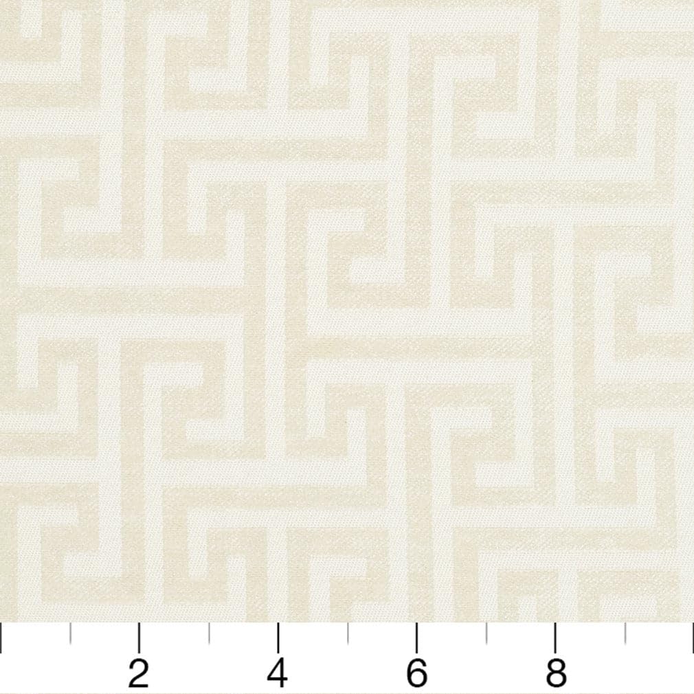 White Greek Key Geometric Woven Pattern Upholstery Fabric by The Yard - SKU: Kendrick Cream