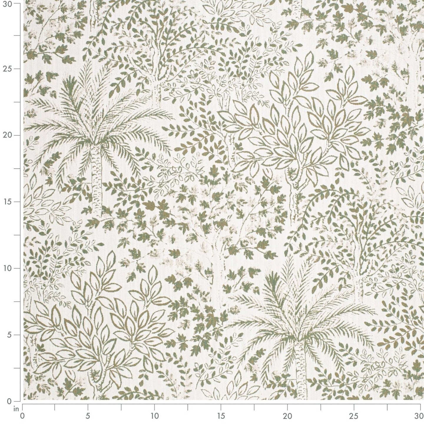 Green Performance Grade Global-Inspired Toile Woven Pattern Upholstery Fabric by The Yard - SKU: Tien Palm