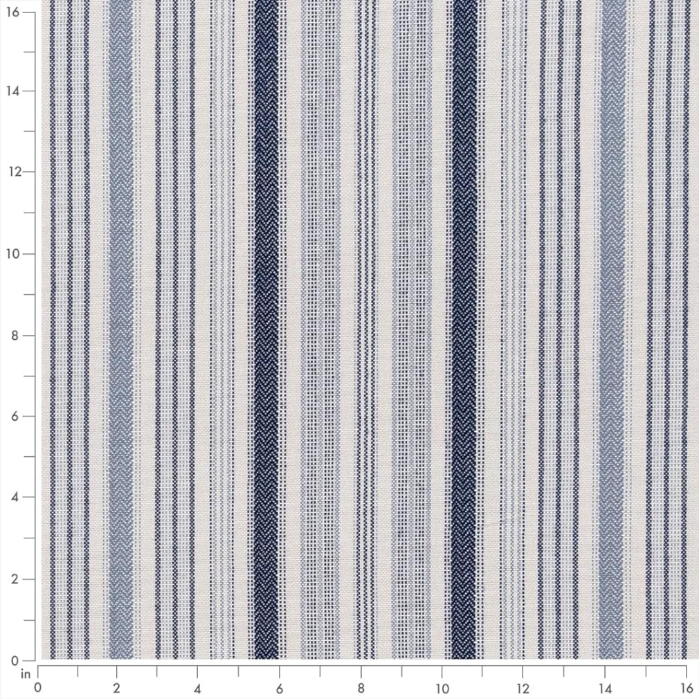 Blue Stain Resistant Performance Pet Friendly Stripe Woven Pattern Upholstery Fabric by The Yard - SKU: Agilar Nautical