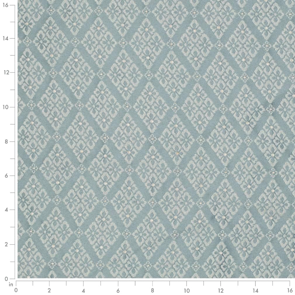 Blue Fade Resistant Diamond Woven Pattern Upholstery Fabric by The Yard - SKU: Waverly Azure