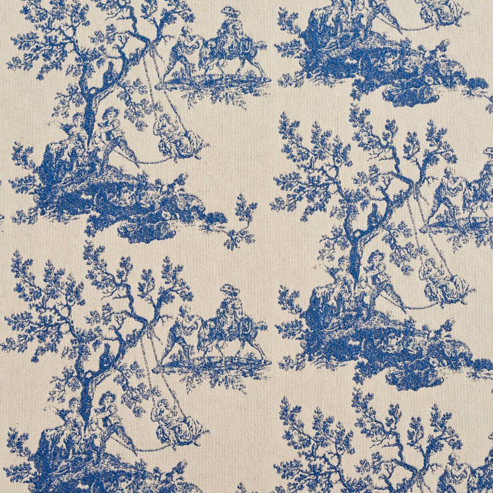 Blue Made in America Toile Woven Pattern Upholstery Fabric by The Yard - SKU: Vivian Wedgewood