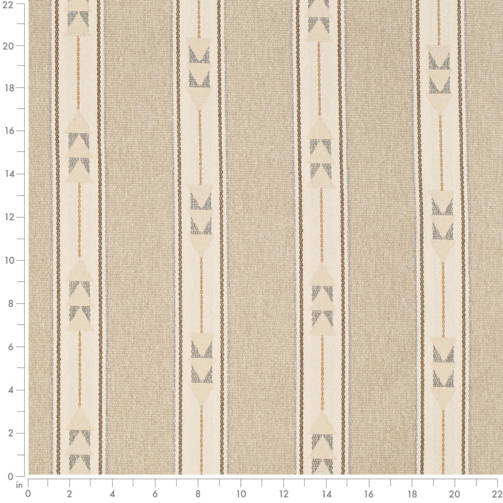 Beige Made in America Crypton Global Southwestern Stripe Woven Pattern Upholstery Fabric by The Yard - SKU: Calix Beige