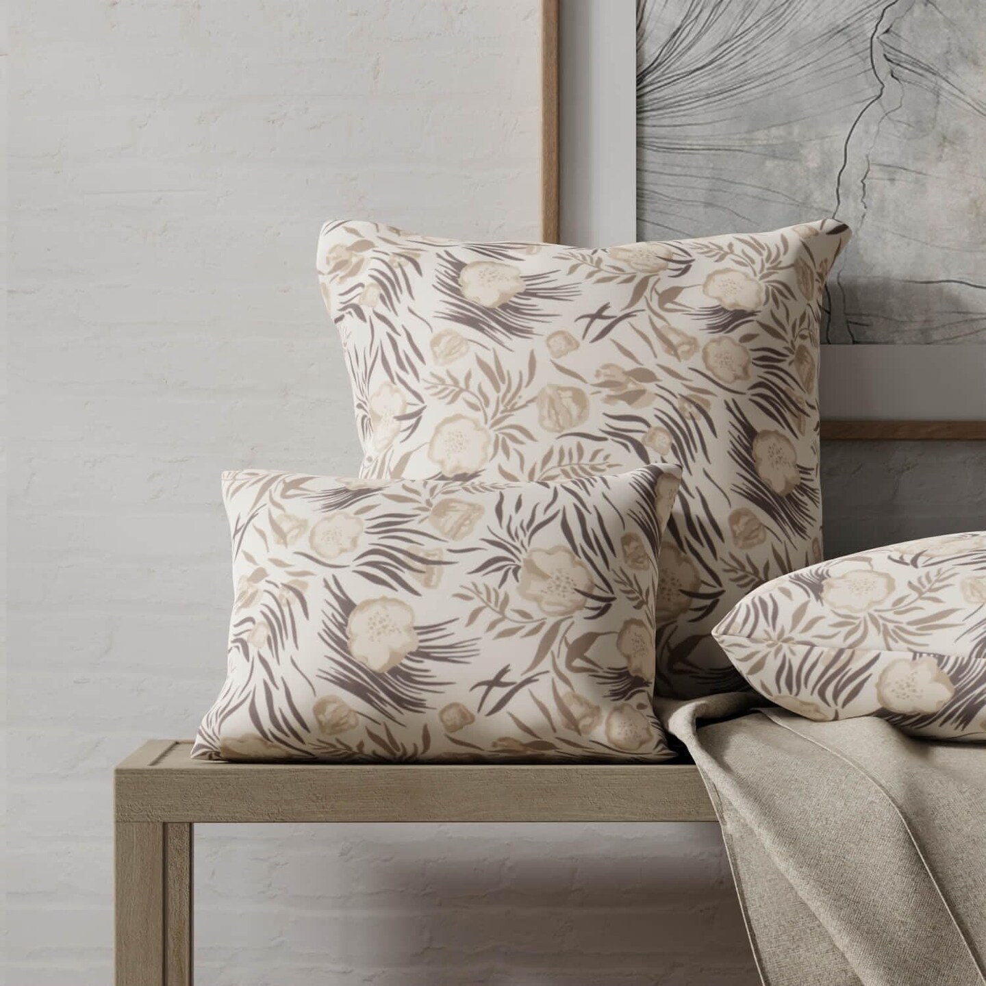 Natural Stain Resistant Performance Pet Friendly Floral Print Upholstery Fabric by The Yard - SKU: Oxford Dune