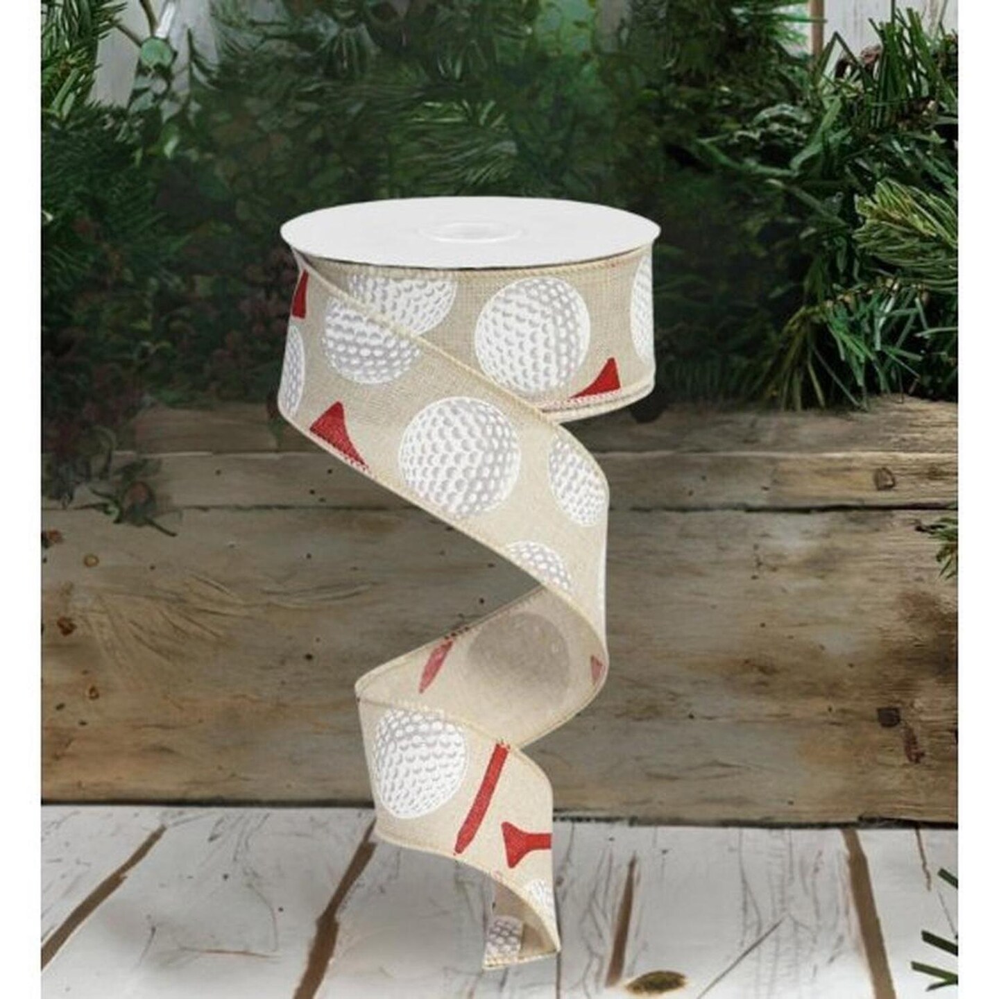 1.5" Royal Canvas Golf Balls & Tee Ribbon: Light Natural (10 Yards)