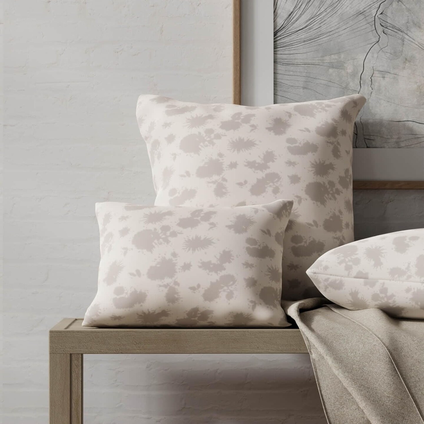 Grey Performance Pet Friendly Floral Linen Look Print Upholstery Fabric by The Yard - SKU: Sven Pebble