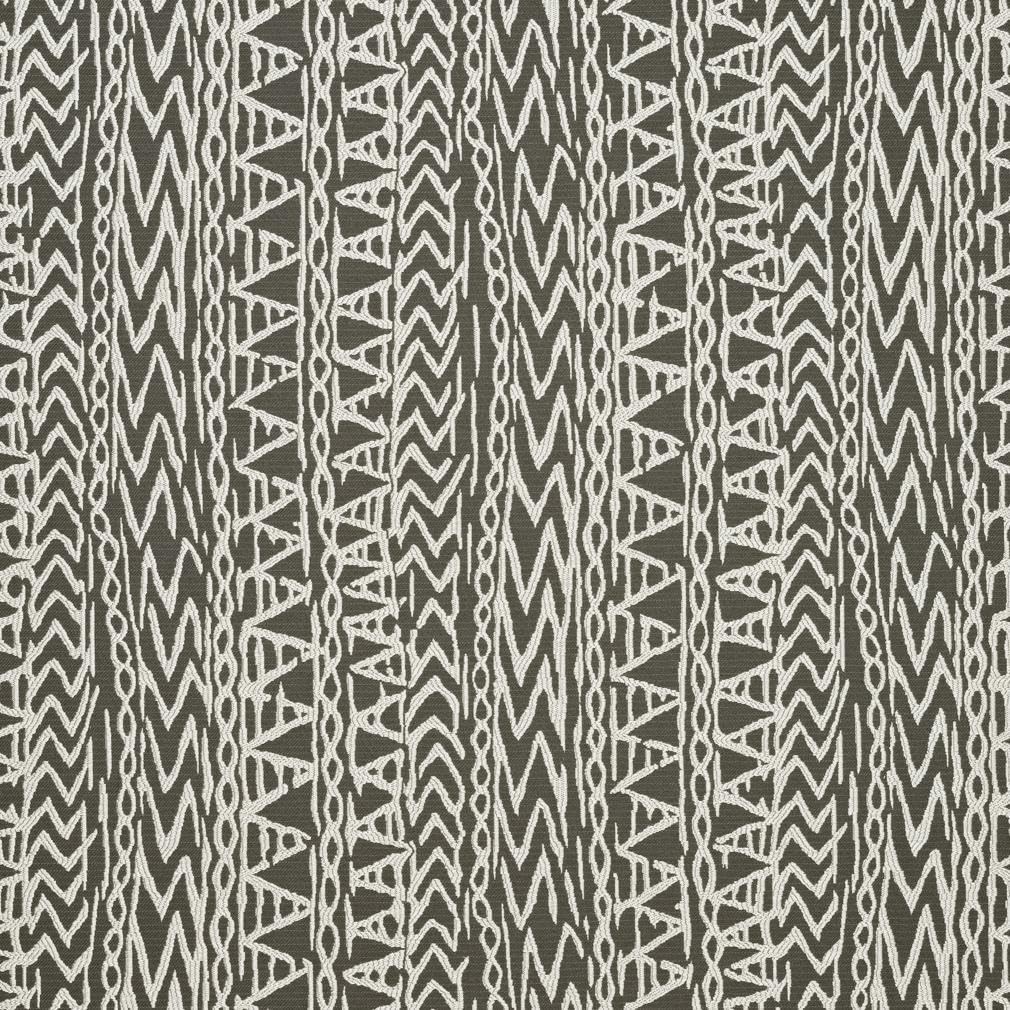 Grey Abstract Global Woven Pattern Upholstery Fabric by The Yard - SKU: Lacey Iron