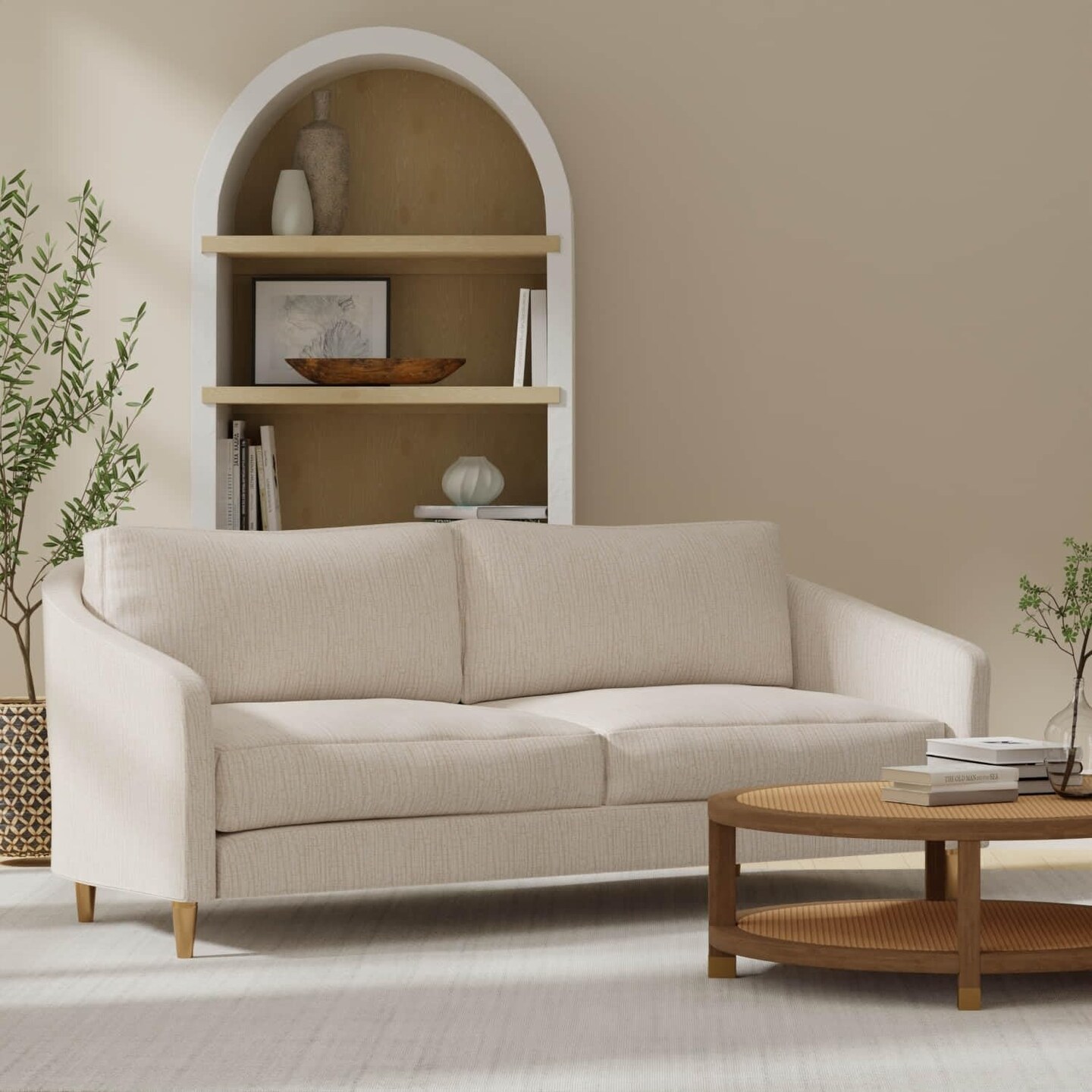 Natural Stain Resistant Performance Pet Friendly Abstract Woven Pattern Upholstery Fabric by The Yard - SKU: Jacob Bisque