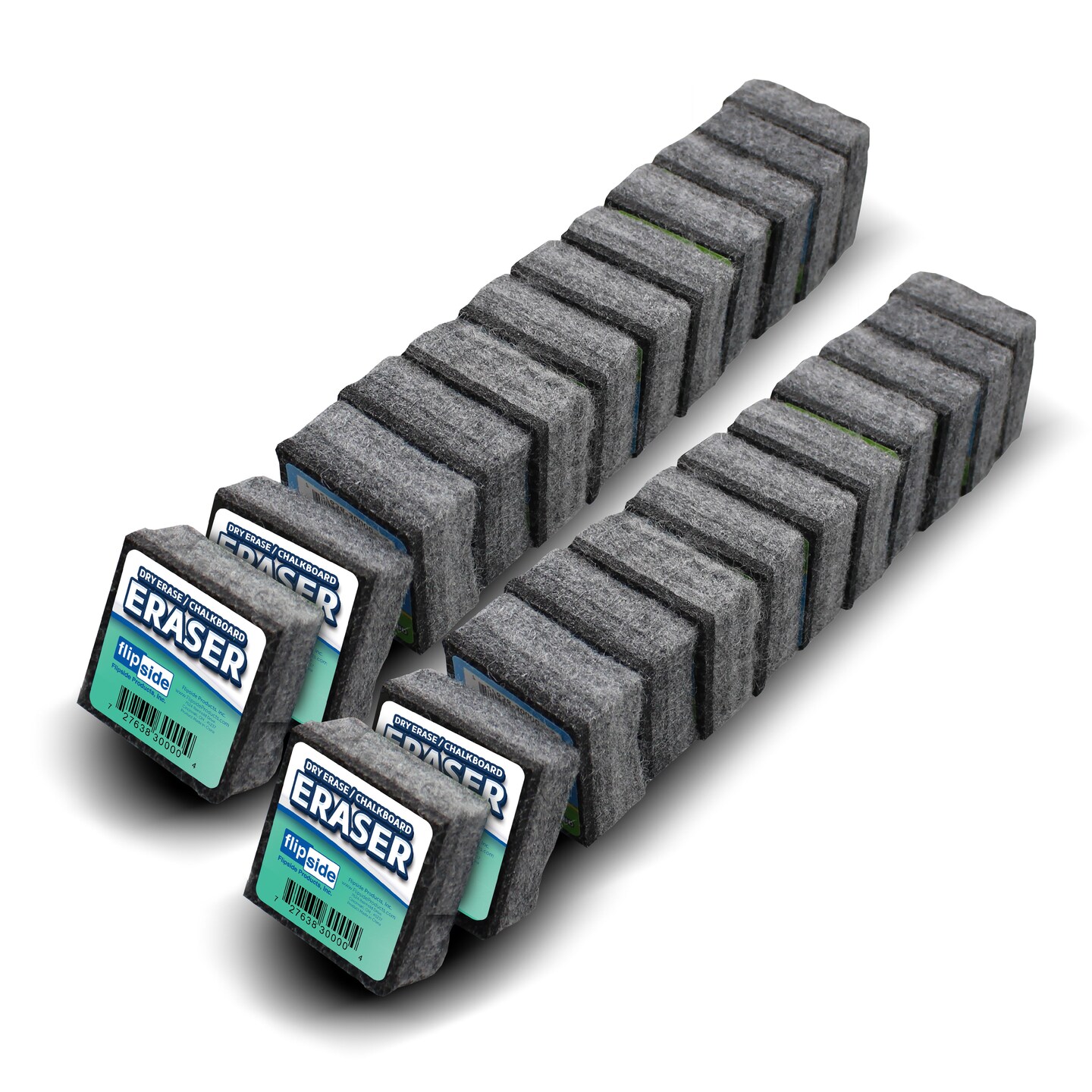 Flipside Products 2" x 2" Student Erasers For Chalkboard And Dry Erase Board, Small Erasers, Felt, Blackboard, Whiteboard, Classroom Cleaning