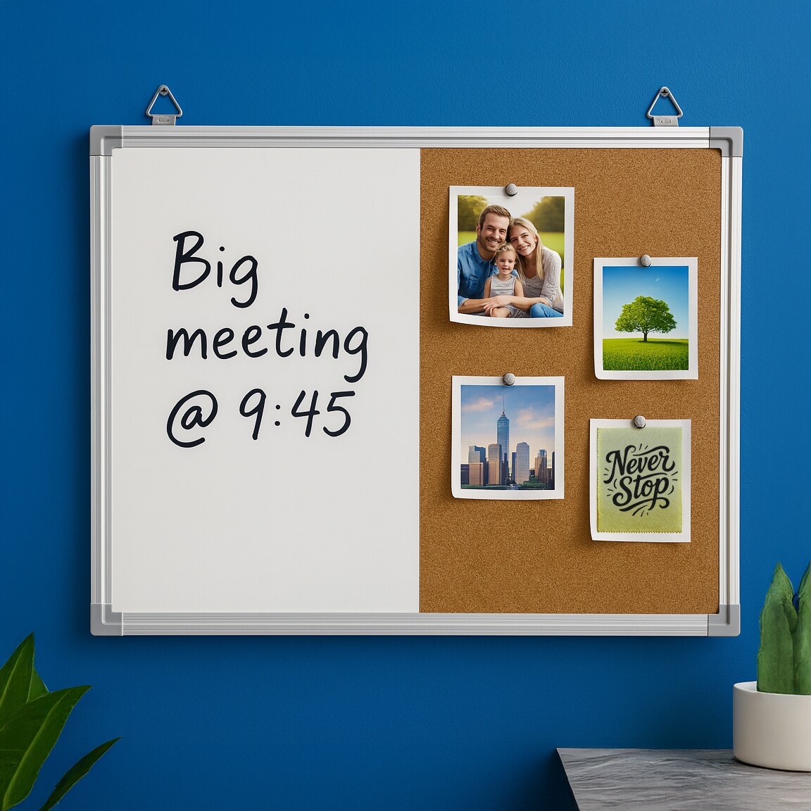 Flipside Products 18" x 24" Combo Cork/Dry Erase, Aluminum Framed Board, Half Cork, Half Magnetic Dry Erase, Whiteboard, Bulletin Board, Office Wall