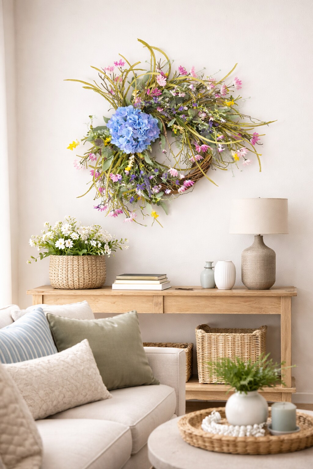 Lavender Wildflower Cascading Swag Boho Door Wall Decor