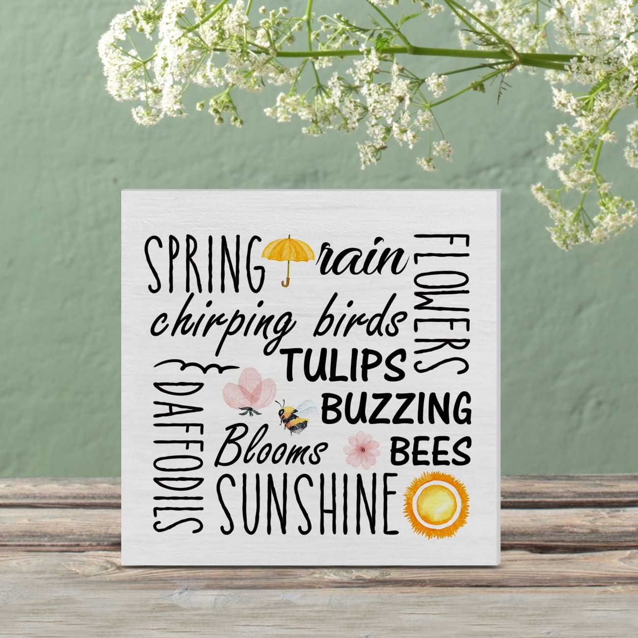 Spring Quote Wooden Box Sign Farmhouse Wood Box Sign Spring