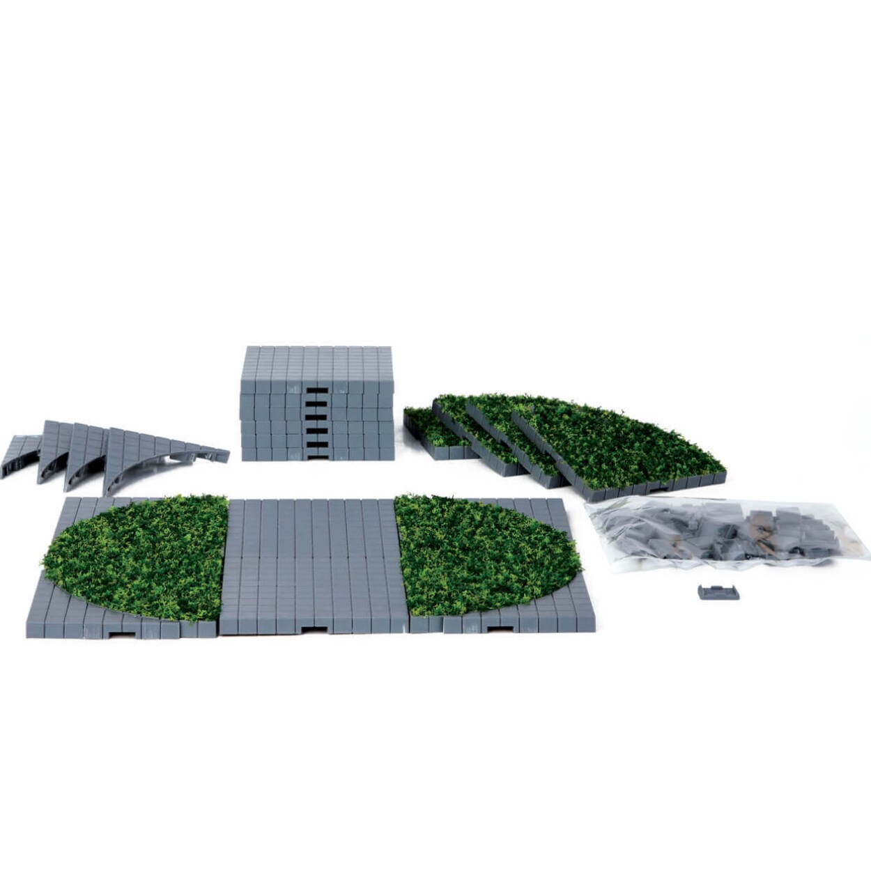 Plaza System (Grey, Round Grass) - 24 pcs - Lemax