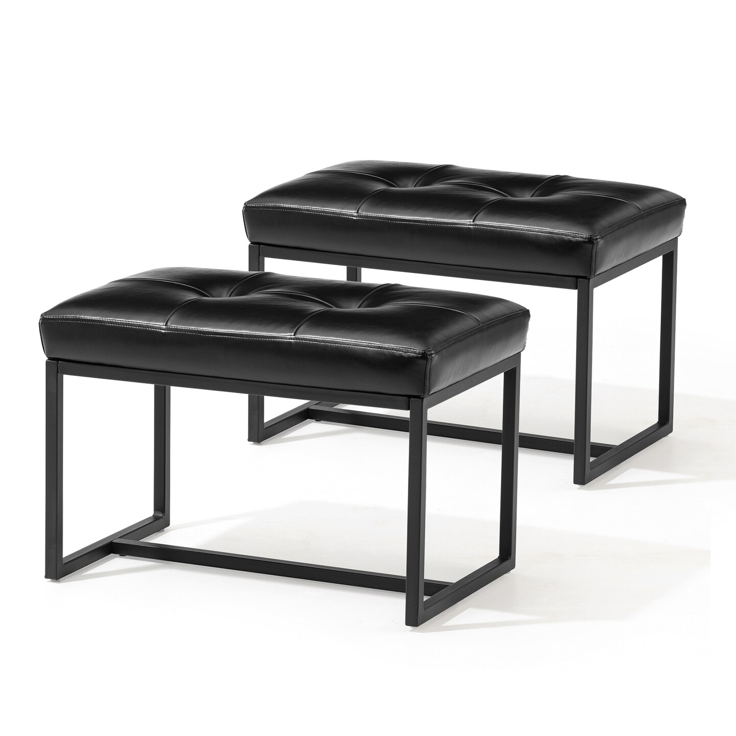 24&#x22;W Modern PU Leather Button-tufted Ottoman Foot Stool