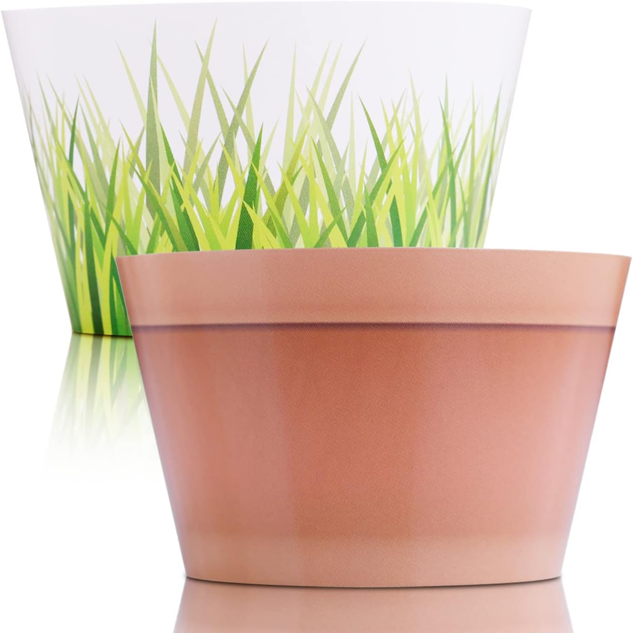 Cupcake Wrappers, 48 Count - Grass, Garden, and Flower Pot Cupcake Wrappers for Spring Parties - Cute Cupcake Decorations by Pretty Cute Studios 2.00-2.25 inches