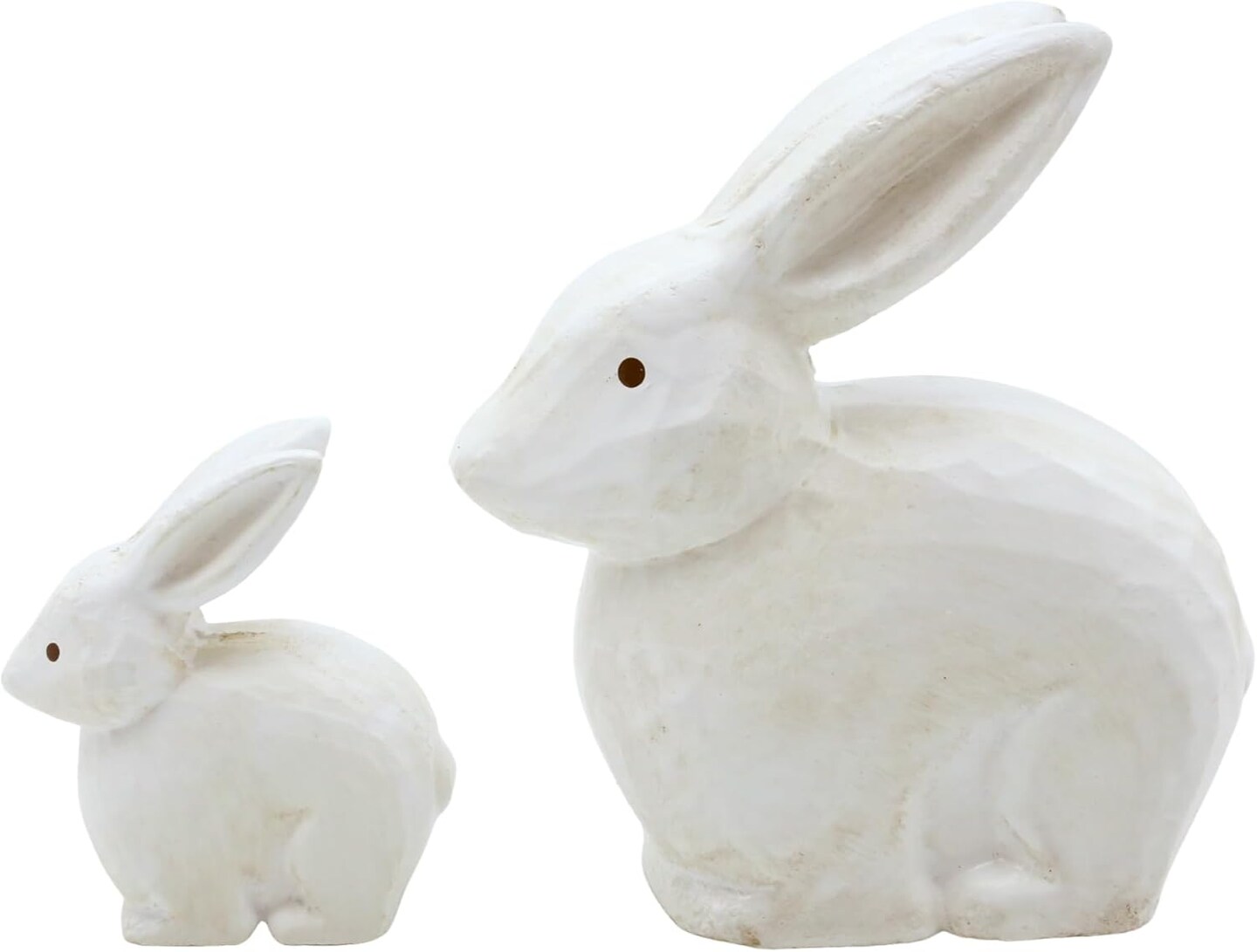 Wooden Rabbit Decor, White Bunny Decor Rabbit Figurines Set of 2