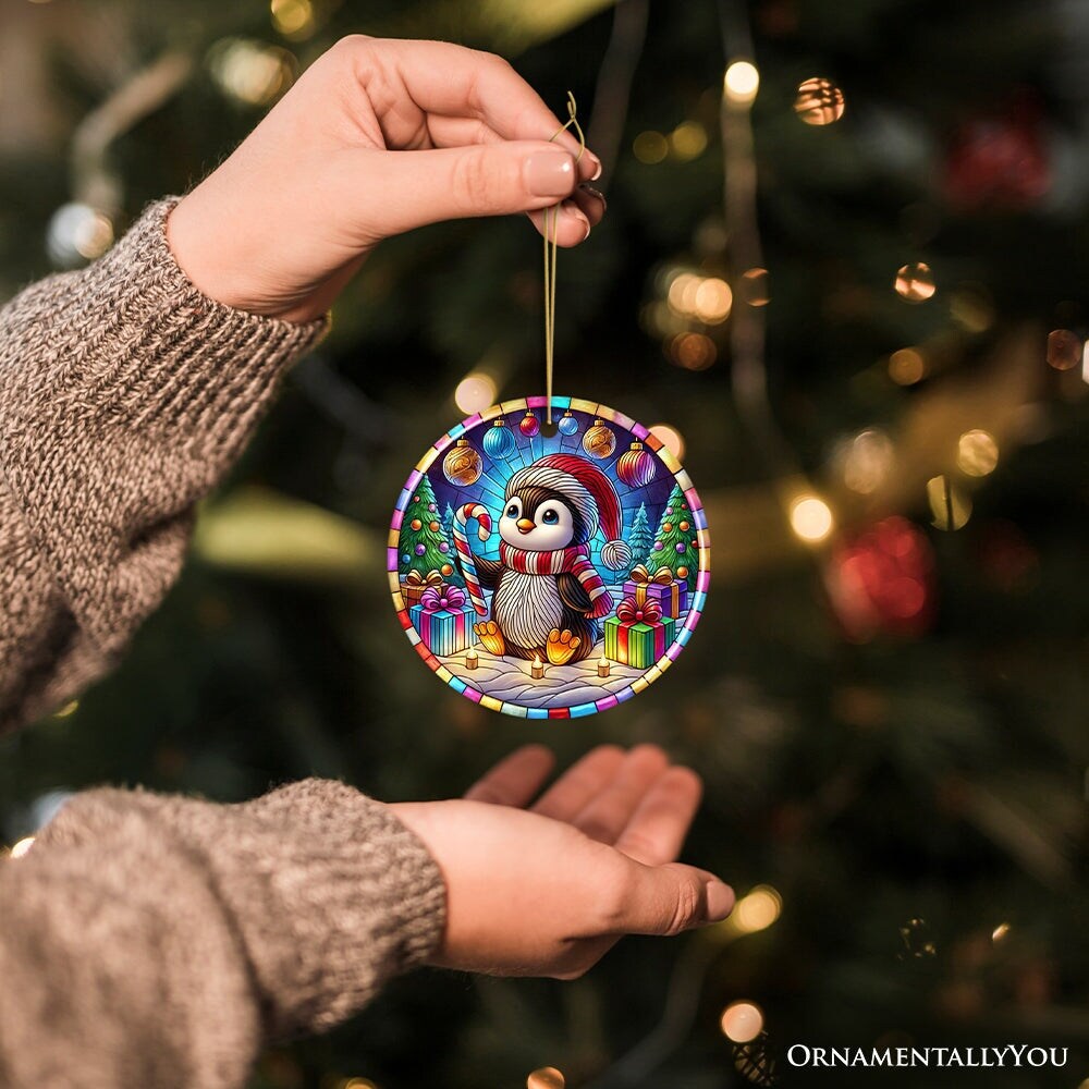 Cute Penguin in Winter Wonderland Ornament, Colorful Holiday Keepsake for Christmas Tree