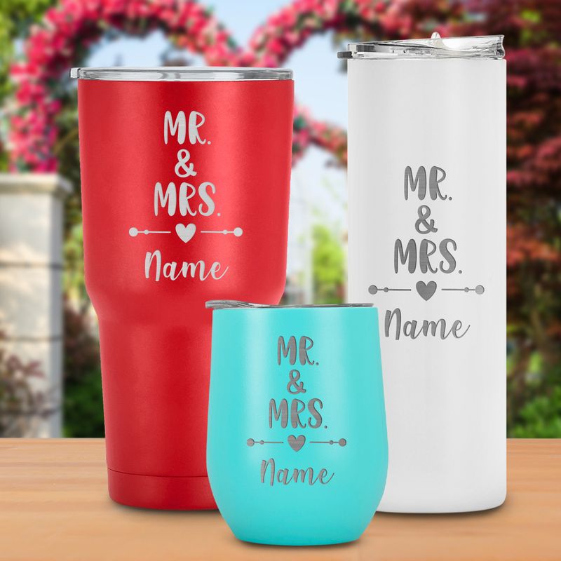 Jumway Mr And Mrs Coffee Mugs Set - Unique Wedding Gifts For Bride And Groom - His And Hers Anniversary Present Husband And Wife -Engagement Gifts For
