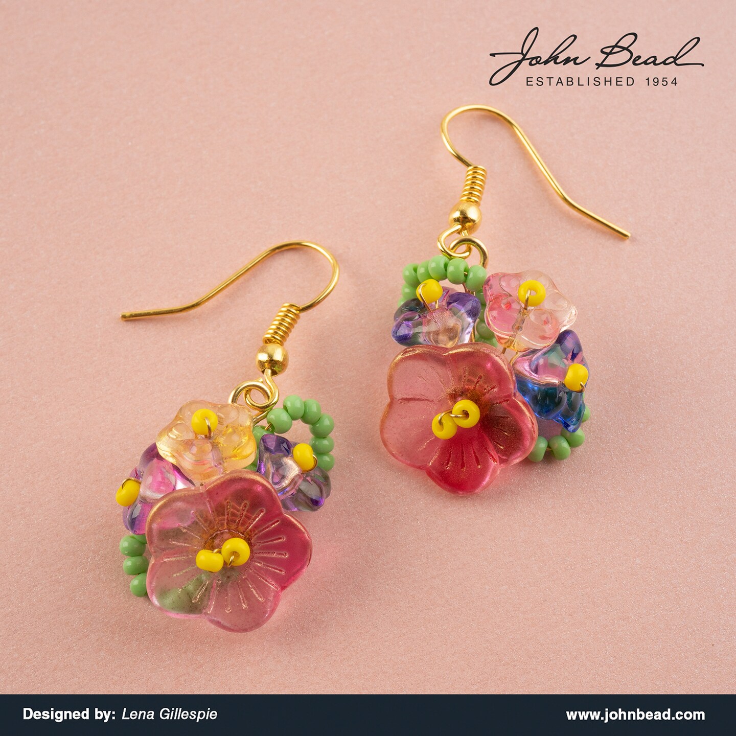 Crystal Lane DIY Glass Garden 8x12mm Tulip Flowers Bead Strand, 17pcs