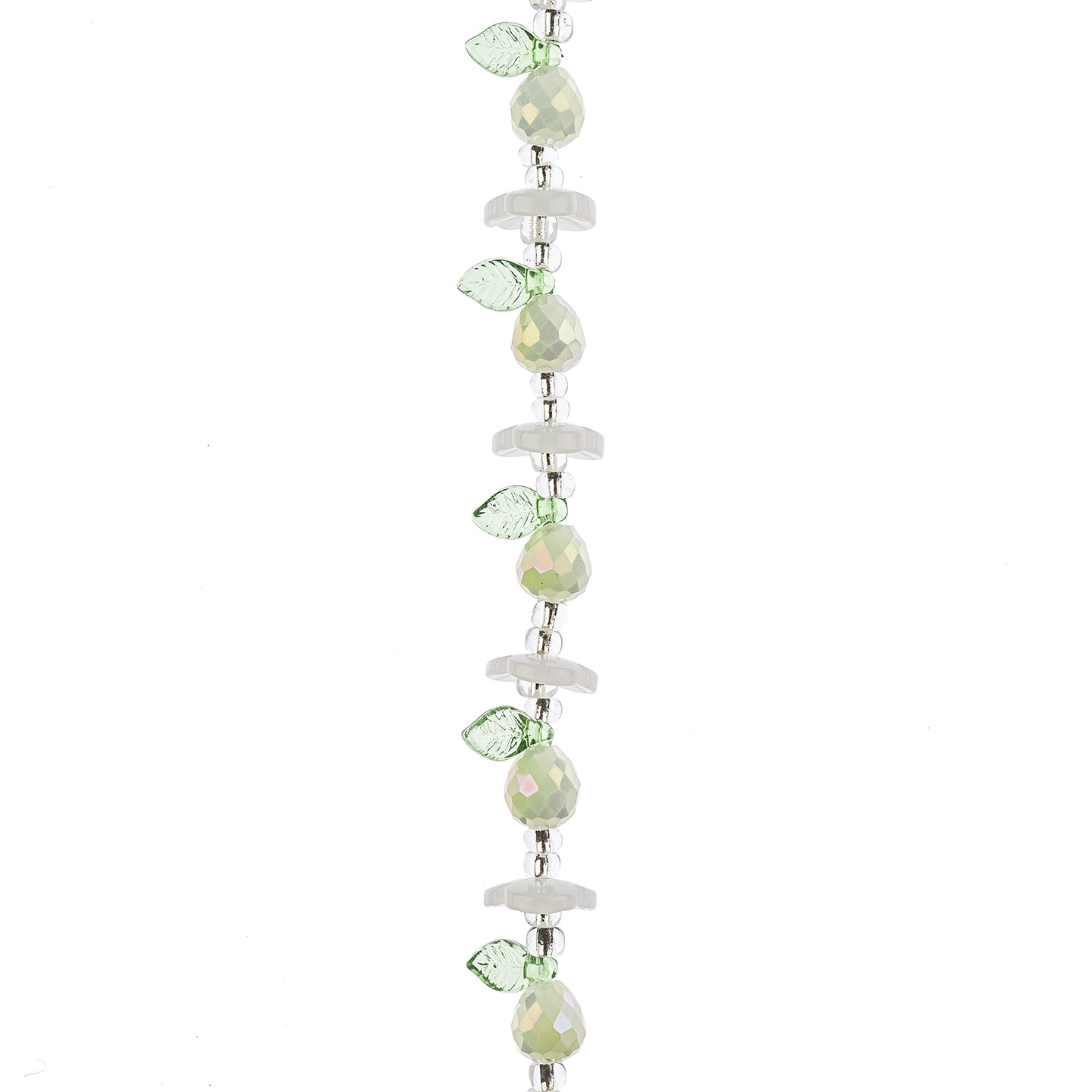 Crystal Lane DIY Glass Garden Pears with Leaf Bead Strand, 14pcs