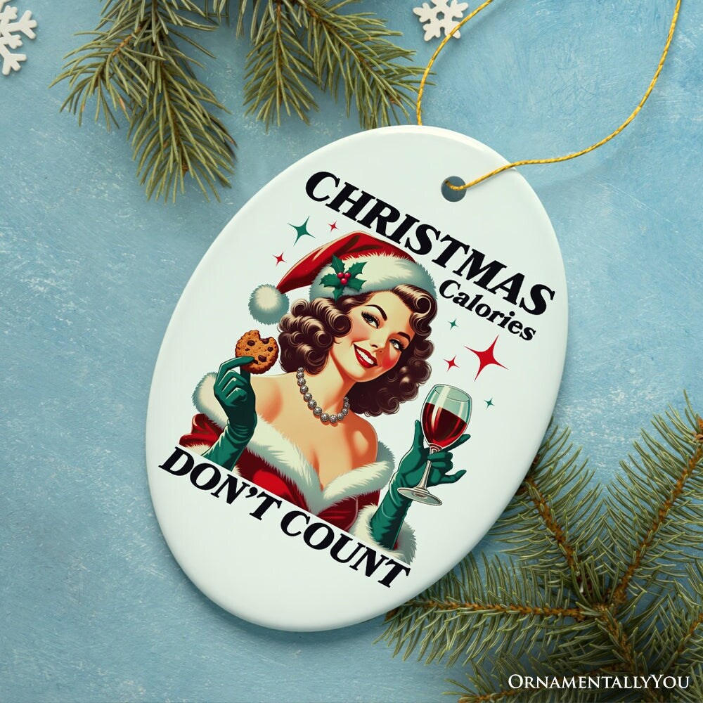 Christmas Calories Don&#x27;t Count Ornament, Glamorous Holiday Indulgence Vintage Decor